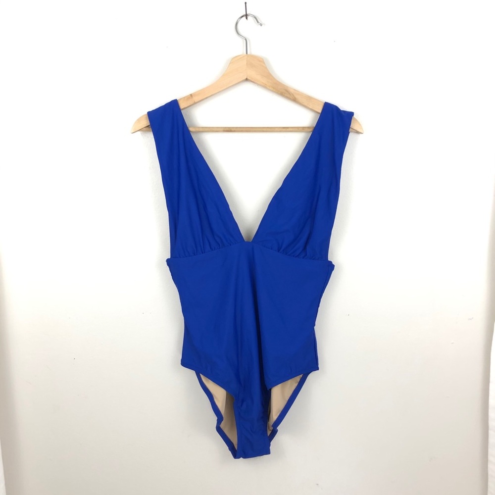J Crew Plunge V-Neck Royal One Piece Swimsuit